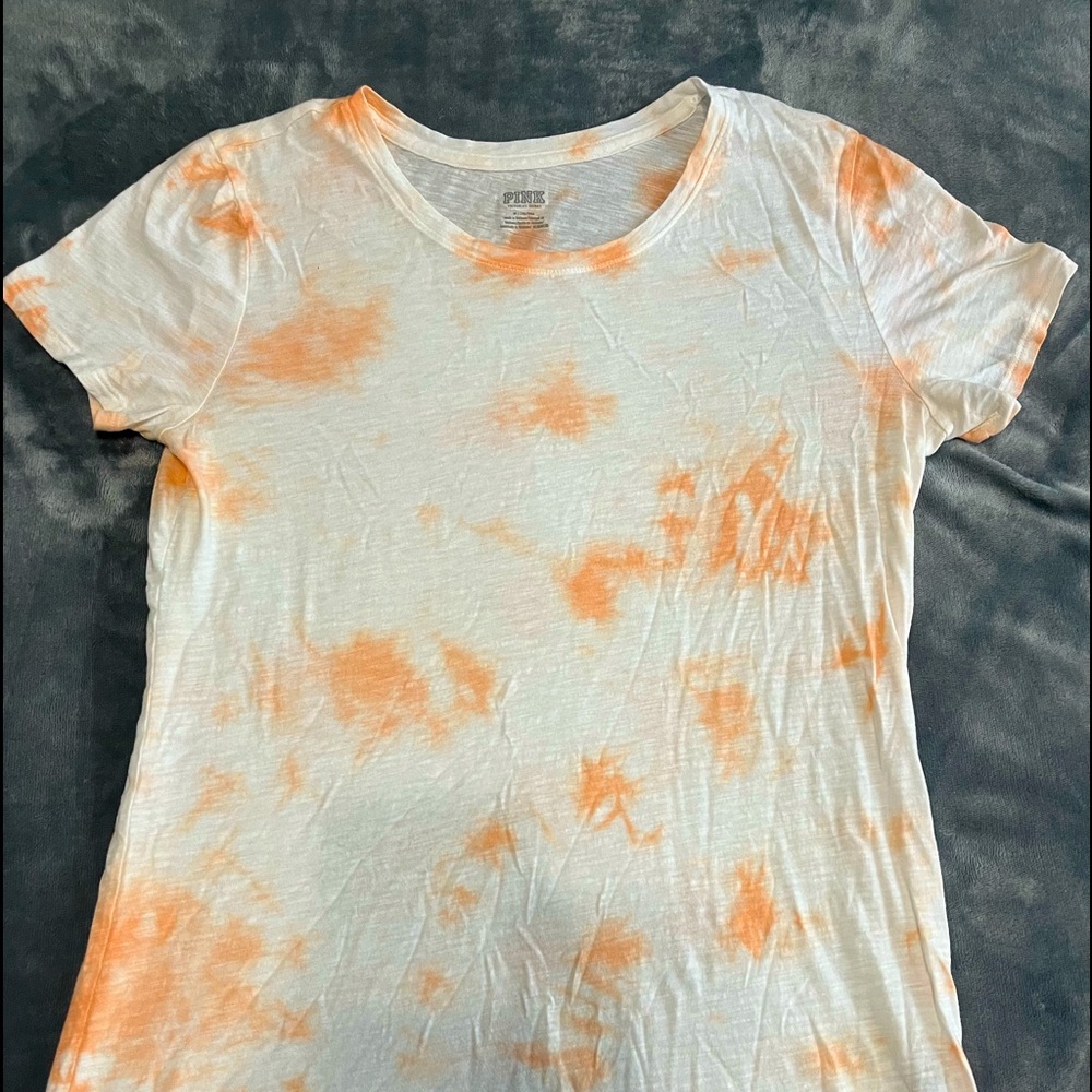 Orange and White Tie Dye PINK Shirt